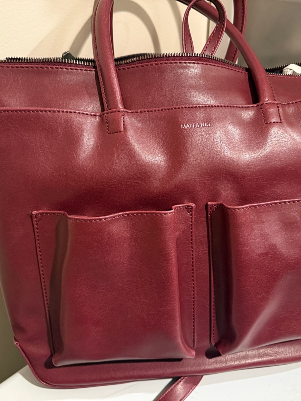Matt & Nat Burgundy - Rayland Med Vegan Leather Diaper Bag